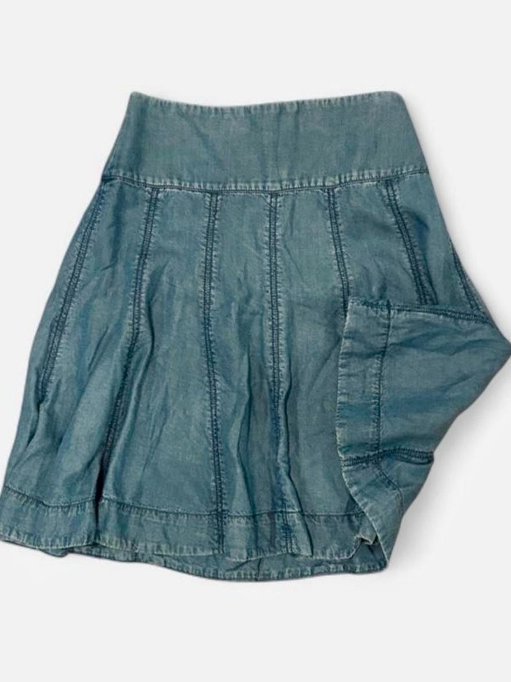 NEW XS Maeve Anthropologie Denim Paneled Skater Skirt Above-Knee Length